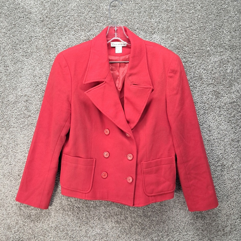 NY Jeans New York Jeans Red 100% Wool Double Breasted Jacket Womens Medium